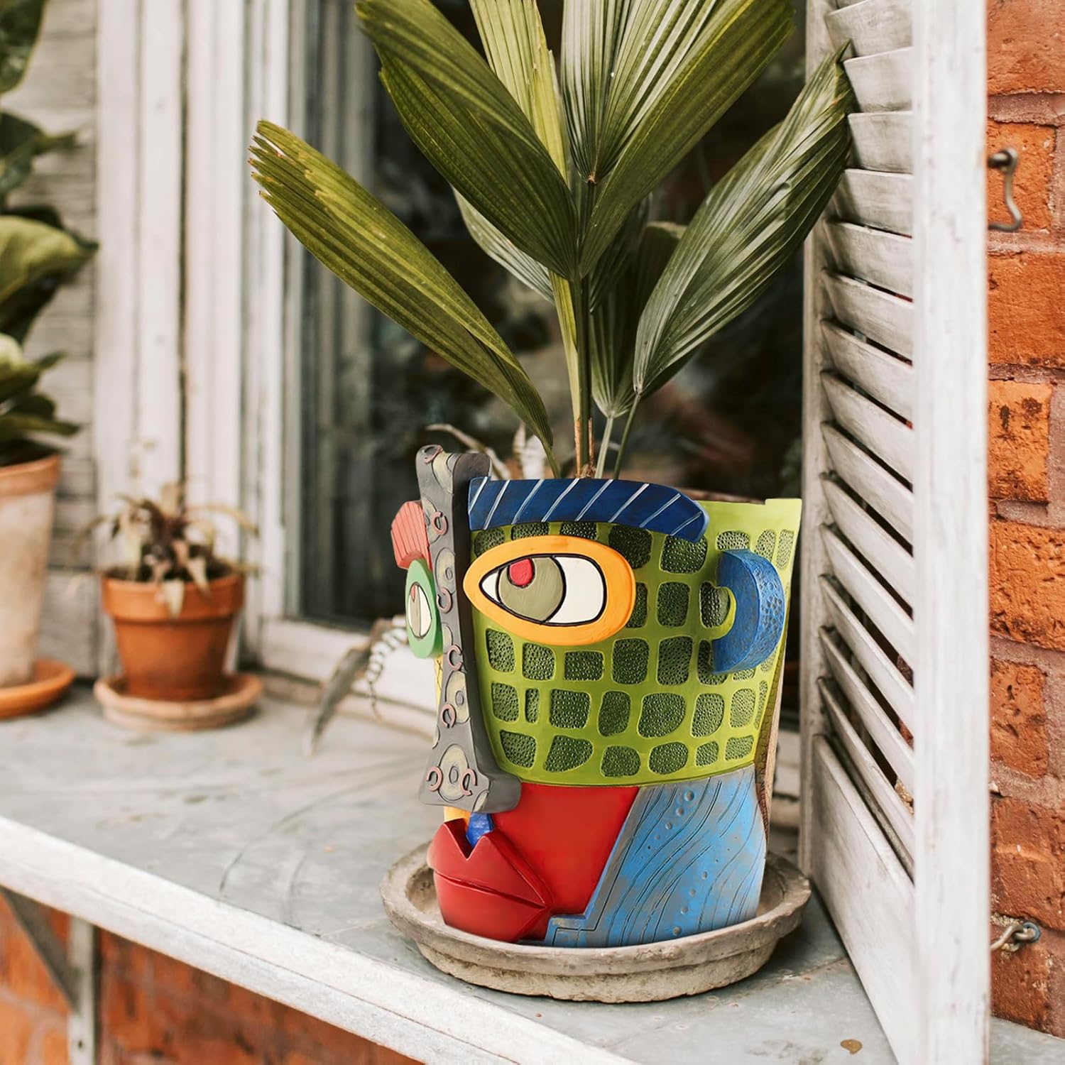 Midogaigai Abstract Face Planters Pots Head,Unique Head Planter for Indoor Plants,Funny Face Flower Pot,Colorful Plant Pots for Outdoor Garden Decor and Home Art Decoration(Modern)