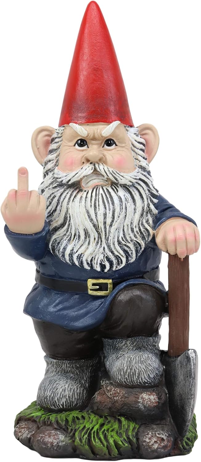 Ebros Rude Garden Greeter Go Away! Dwarf Flip The Bird Statue, Patio, Outdoor, Poolside Garden Figurine As Whimsical Decor - Image 3