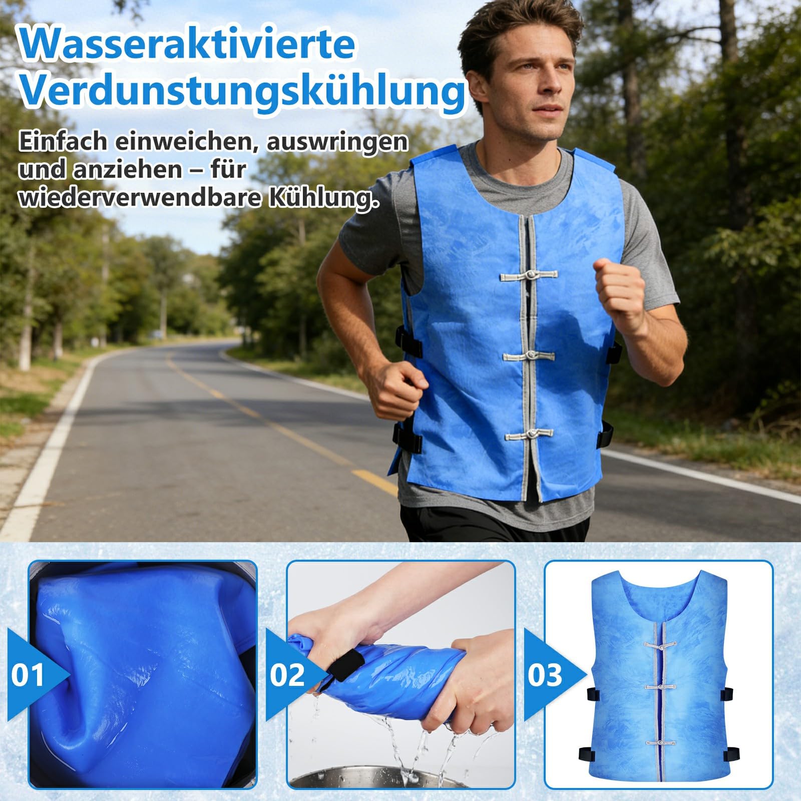 Verdunstungskühlweste für Männer & Frauen, wasseraktivierte Kühlweste für heißes Wetter