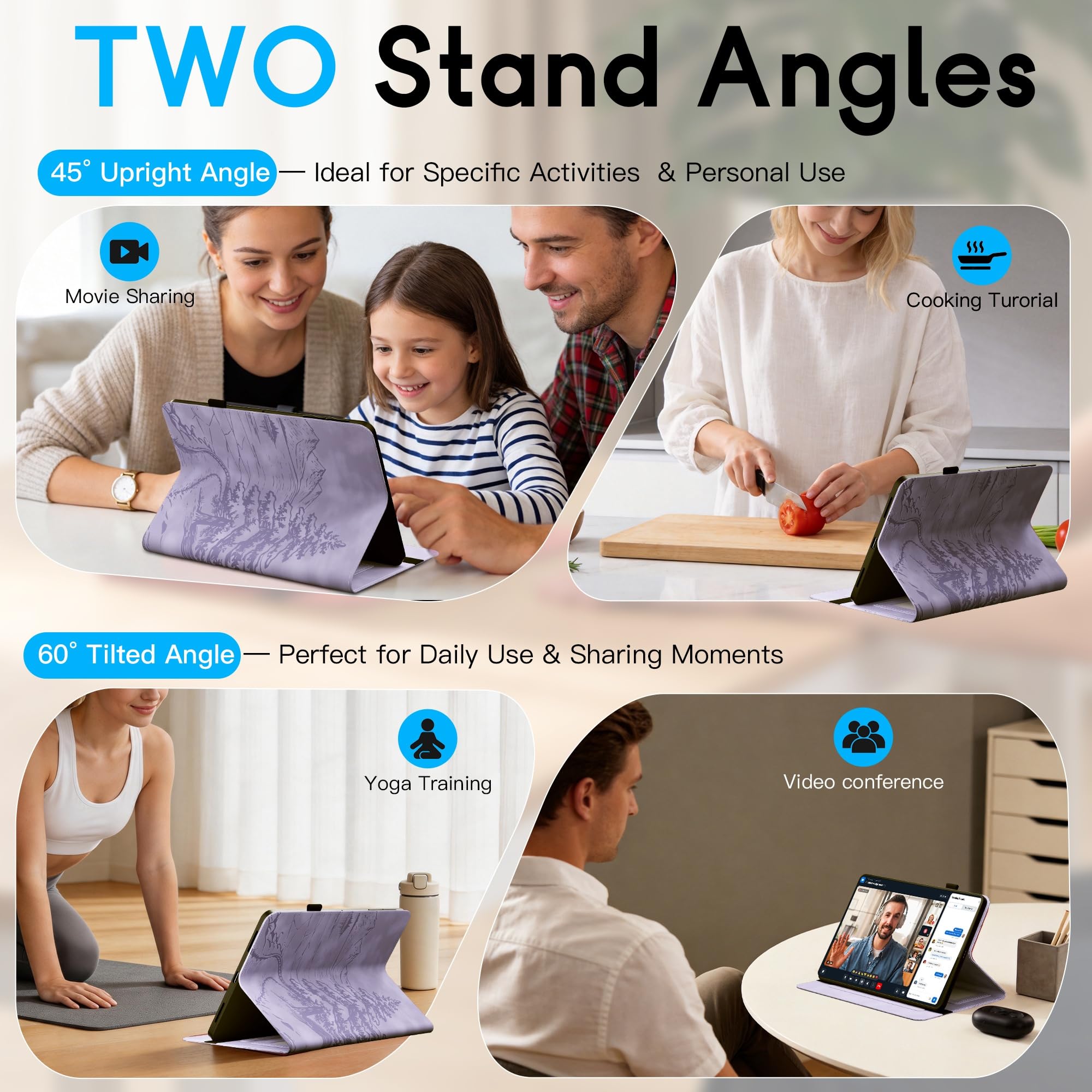Custodia per iPad di 9a/8a/7a generazione (10,2 pollici), custodia in pelle di alta qualità per iPad con cavalletto e funzione Wake/Sleep, ritagli precisi per Touch ID, cover Frozen Lake per bambini e