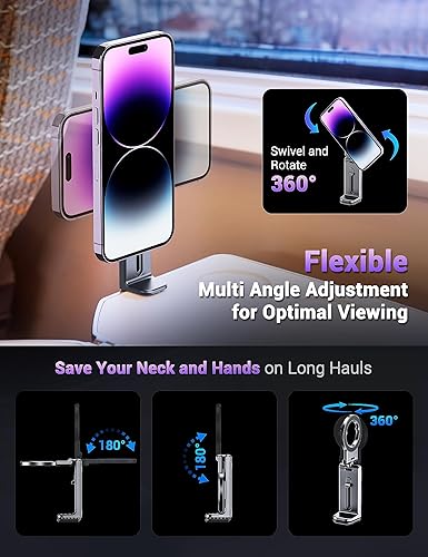 Miniatura 3 de PROfezzion Soporte magnético para teléfono de avión para MagSafe, iPhone 16, 15, 14, 13, 12 y todos los teléfonos, soporte de teléfono manos libres