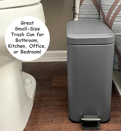 Miniatura 7 de Homie Cierre Suave, Cubo de Basura Delgado de 1.6 Galones con Forro Antideslizante y Tapa, Úselo como Mini Papelera de Basura, Papelera de Polvo