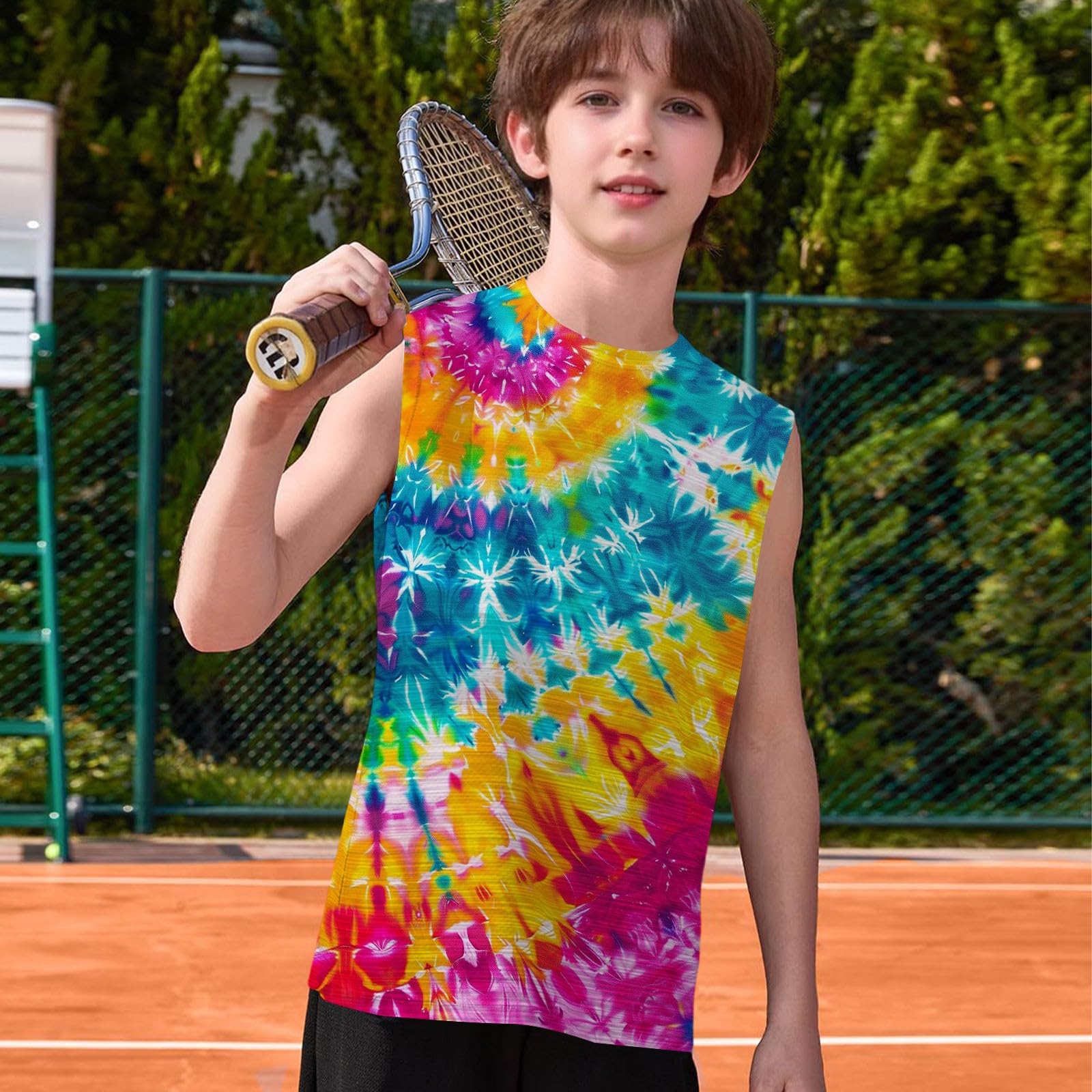 Maillot de corps pour enfant - Débardeur sans manches - T-shirt d'été pour garçons et filles - Col rond - Débardeur batik confortable et respirant - Sous-vêtements pour les loisirs, le sport, l'école