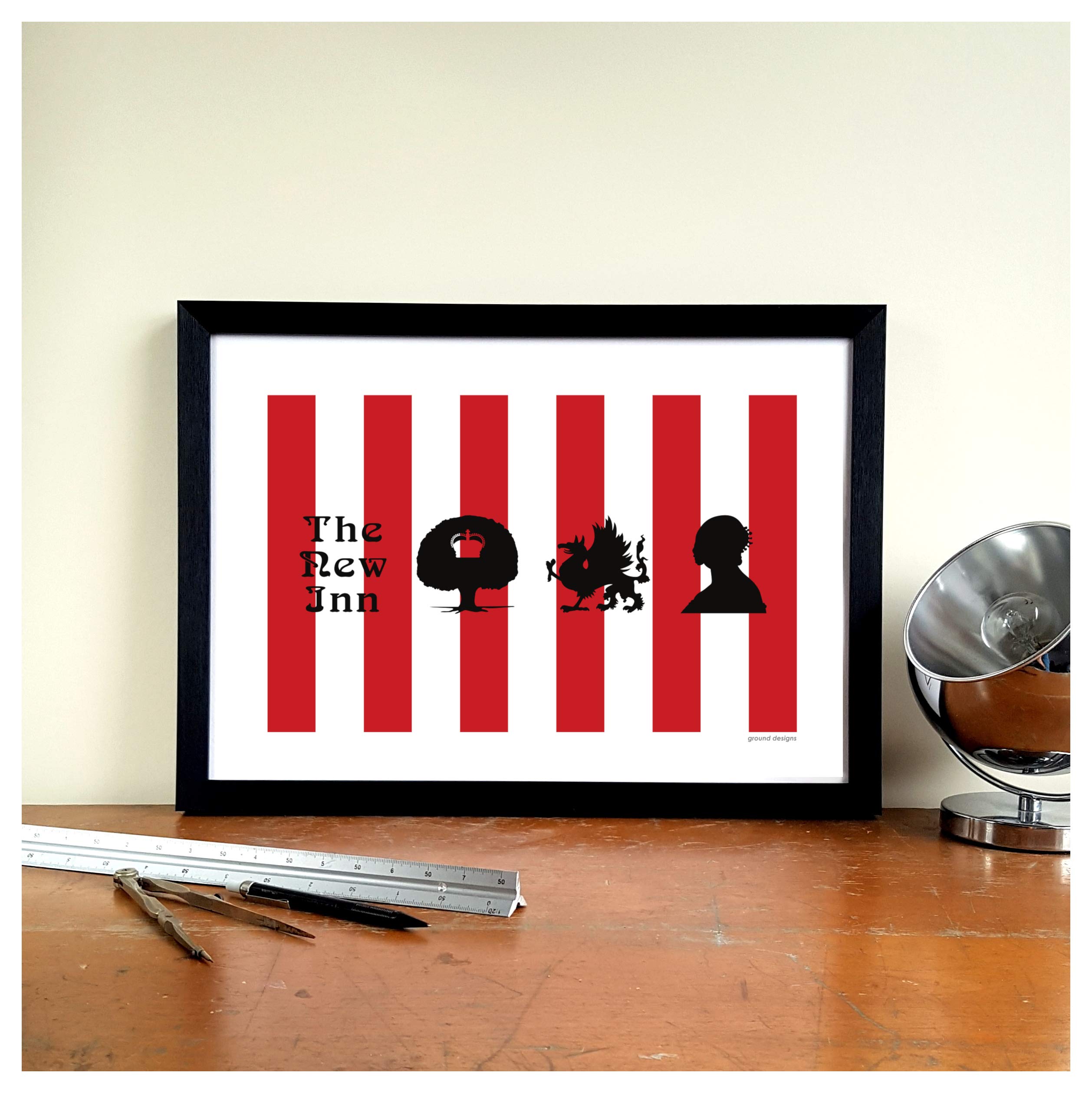 GroundDesigns Brentford FC Football Gift Graphic Design Art Print - Griffin Park"Four Pubs" Ground Designs