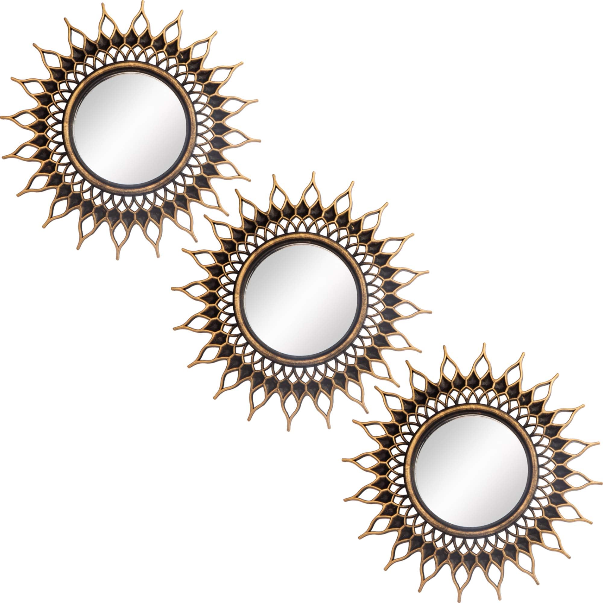 Kelly Miller Small Round Decor Wall Mirrors Set of 3 Home Accessories for Bedroom, Living Room & Dinning Room (BMS009)