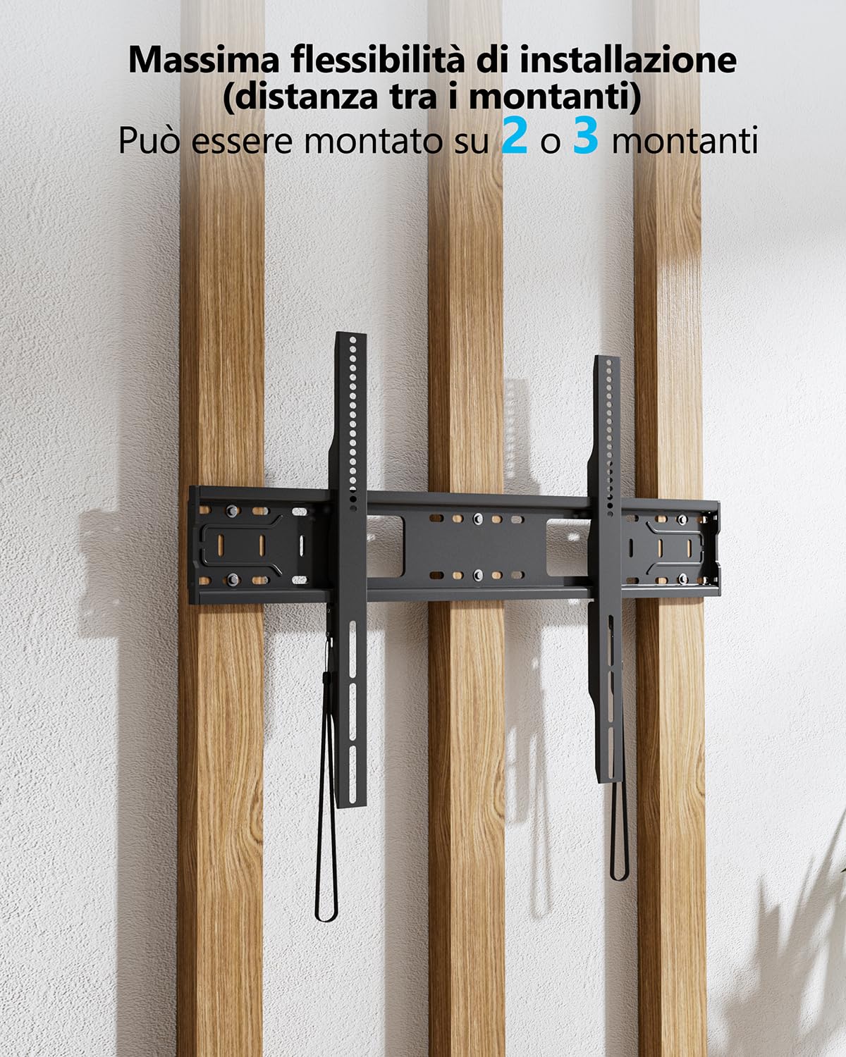 Supporto TV Parete Fisso Ultra-sottile Televisore 55-120", Universale Staffe TV per LCD LED e Curvi Pollici, Braccio TV max. VESA 900x600 mm, Fino a 125 kg, Livella Bolla e Fascette Incluse