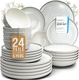 Sponsored You’re seeing this ad based on the product’s relevance to your search query.Learn more about this advertisement Ibiza Stoneware Crockery Set for 6 People, 24 Pieces High-Quality Mediterranean Stoneware Set, Bowl and Plate Set, Dinner Service for 6 People, Pure Living Tableware Sets in Beige