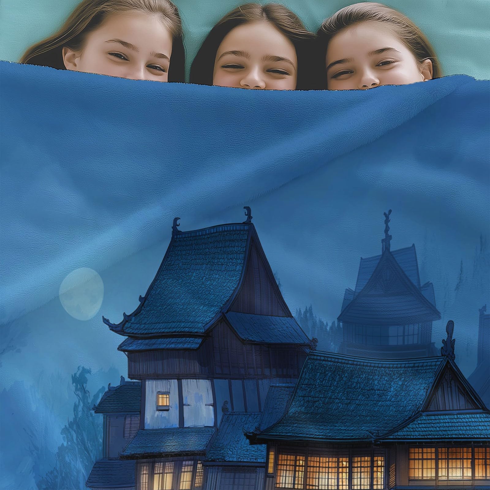 Puszysty granatowy flanelowy koc na sofę, łóżko, krzesło, miękka tradycyjna pościel nocna nad rzeką, 220 x 240 cm, dekoracyjny, ultramiękki koc na łóżko dla dzieci, nastolatków, dorosłych, 220 x 240