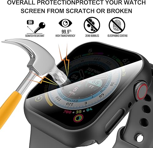 Miniatura 3 de Suoman - Juego de 3 fundas para Apple Watch de 44 mm con protector de pantalla de privacidad, anti-mirones Funda de cristal templado ultra delgada