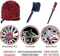 Vista 7 de Metal Free Microfiber Wheel Brush Kit- Microfiber Angled Wheel Brush, Long Handle Wheel Brush, Tire& Detailing Brush, Wheel Wash Mitt. Hands-On