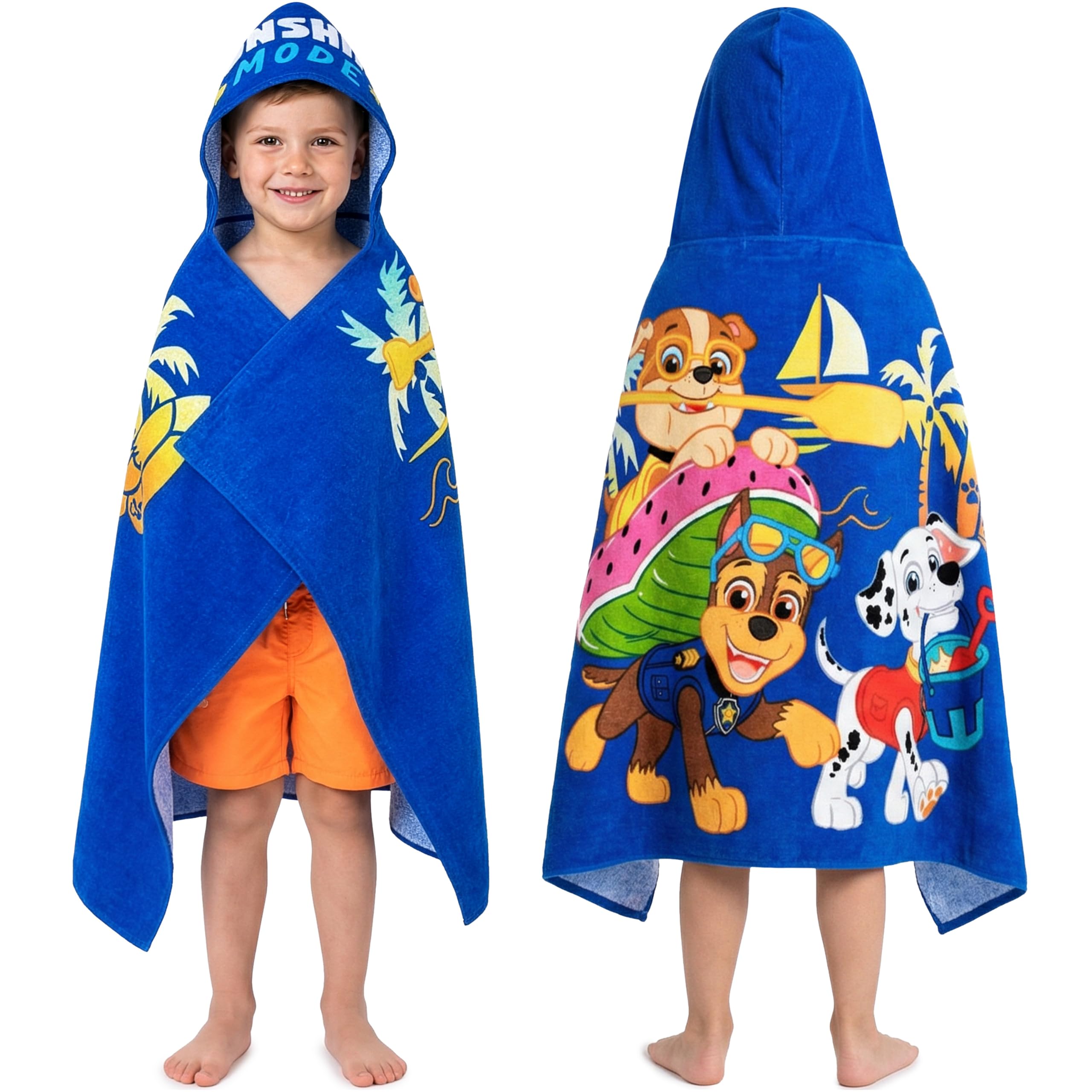 Paw Patrol Incappucciato Asciugamani Bagno Ragazzi, Assorbente Asciugamano Cotone, Piscina, Nuoto e Asciugamano da Mare, Morbido Poncho da Bagno, Accessori Viaggio Regalo per Ragazzi (Blu Paw Patrol)