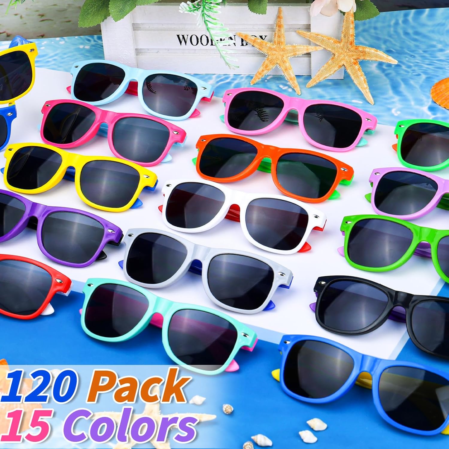 Kids Sunglasses Party Favors, Kid's Neon Sunglasses Bulk, Boys Girls Sun Glasses Pack for Summer Beach Supplies