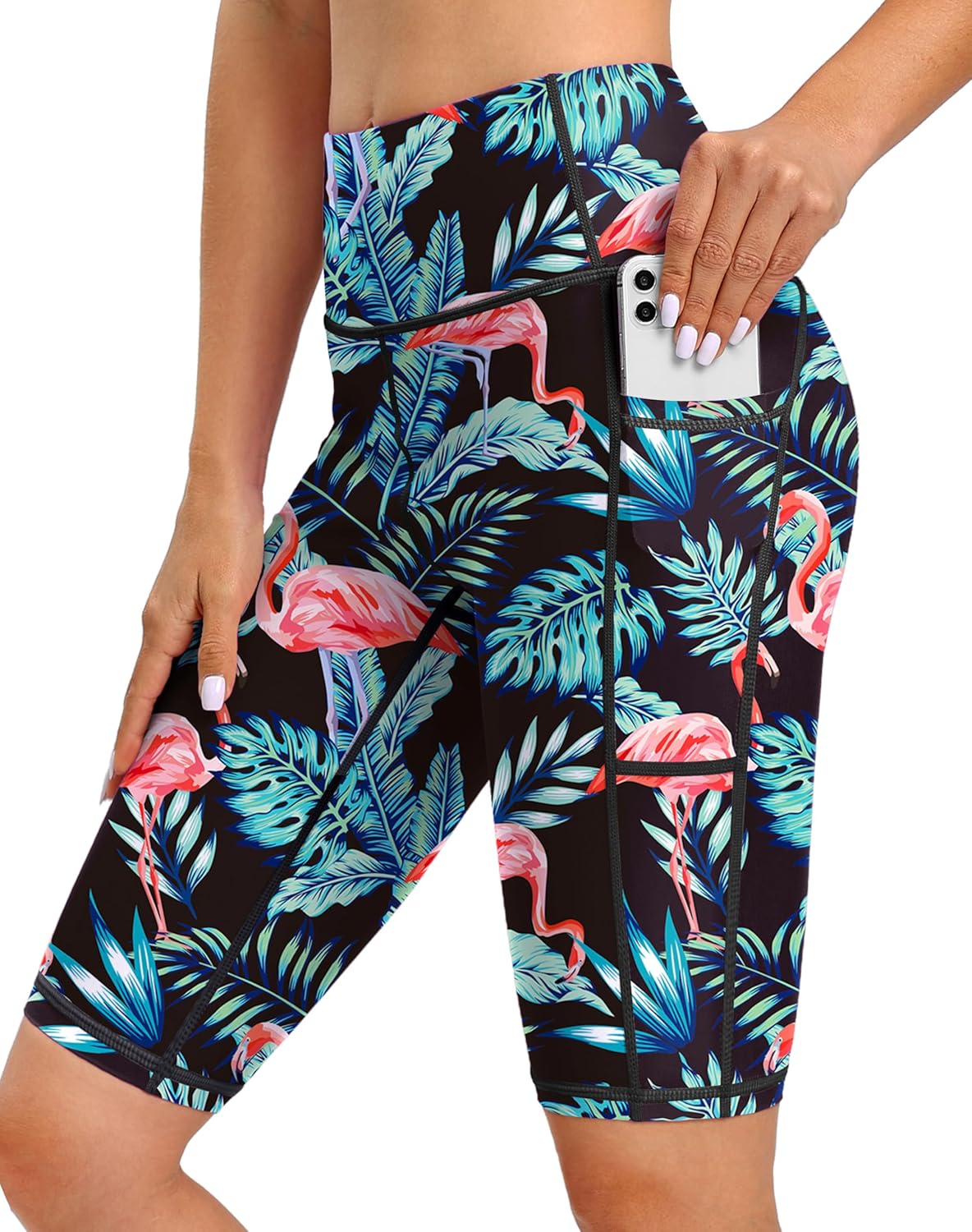 Blouty Women's 5''/7''/9'' Swim Shorts UPF 50+ High Waisted Board Shorts with Pockets Liner Quick Dry Swimsuit Bottoms 9'' inseam XX-Large Flamingo