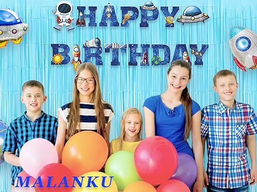 Miniatura 4 de 2 cortinas de flecos de papel de aluminio azul pastel para decoración de fiesta de niños, 3.3 x 8.2 pies, color azul claro, telón de fondo de fotos