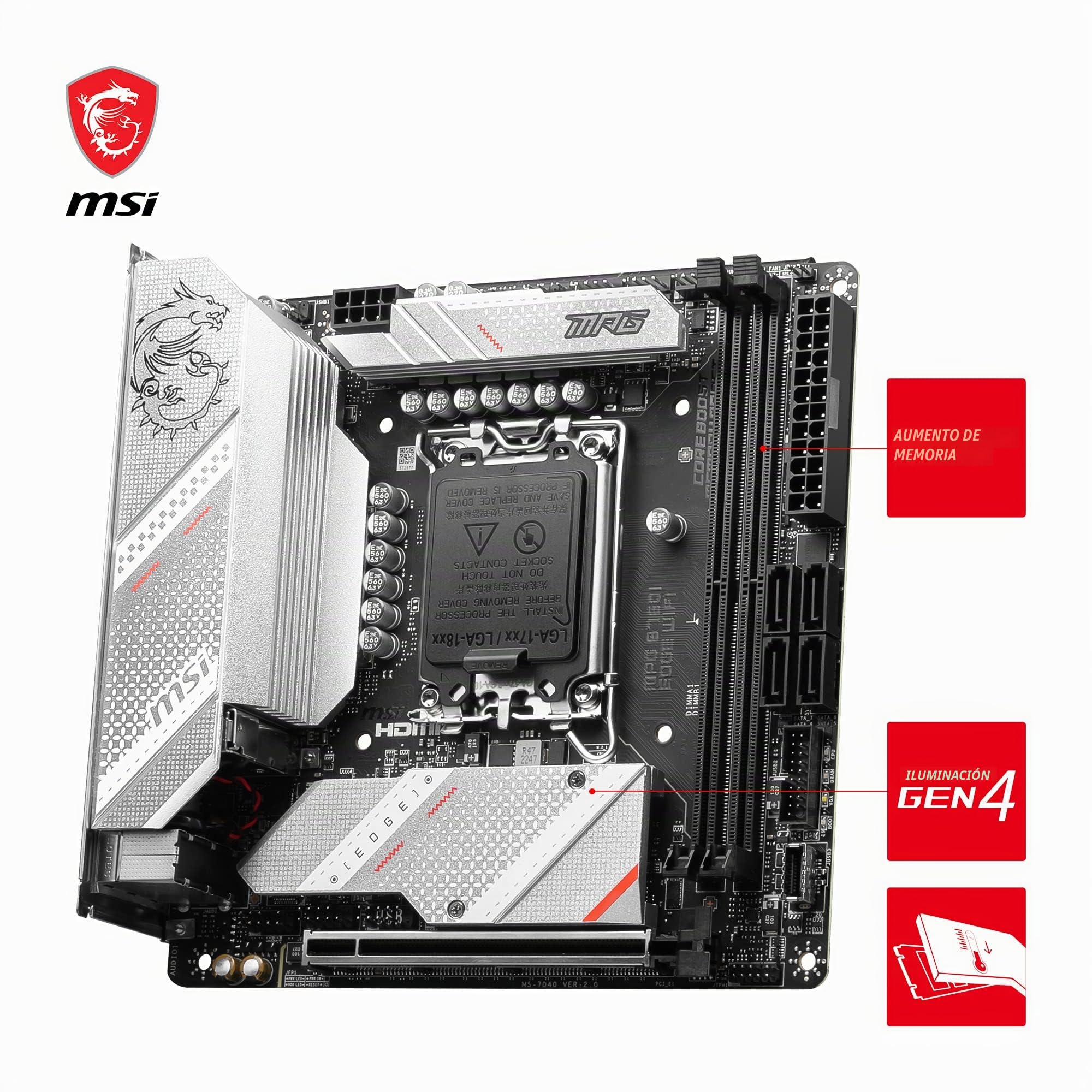 MSI MPG B760I Edge WiFi, Mini-ITX - Placa Base Compatible con Intel Core de 14.ª, 13.ª y 12.ª Gen, LGA 1700, 8 VRM directos de 90 A, Memoria DDR5 a 7200+ MHz/OC, PCIe 5.0 x16, 2 x M.2 Gen4, Wi-Fi 6E