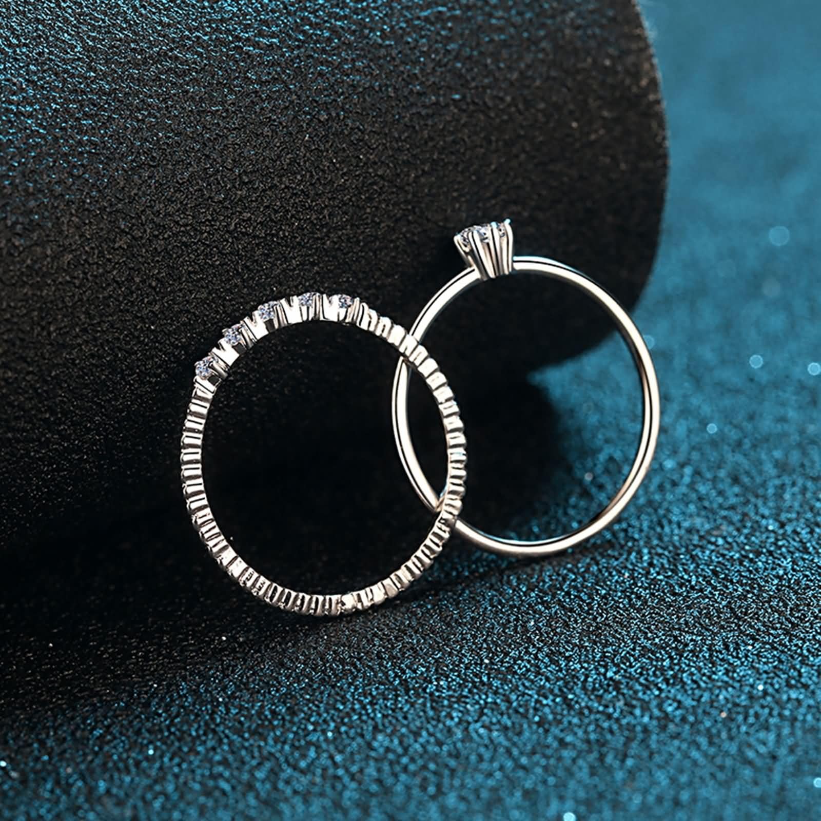 Damski pierścionek ślubny 9K / 14K / 18K Białe złoto 9K / 18K Syntetyczny Diament Okrągły Pierścionek Pierścionek z Okrągłym Diamentem, Srebrny Pierścionek Kobiecy