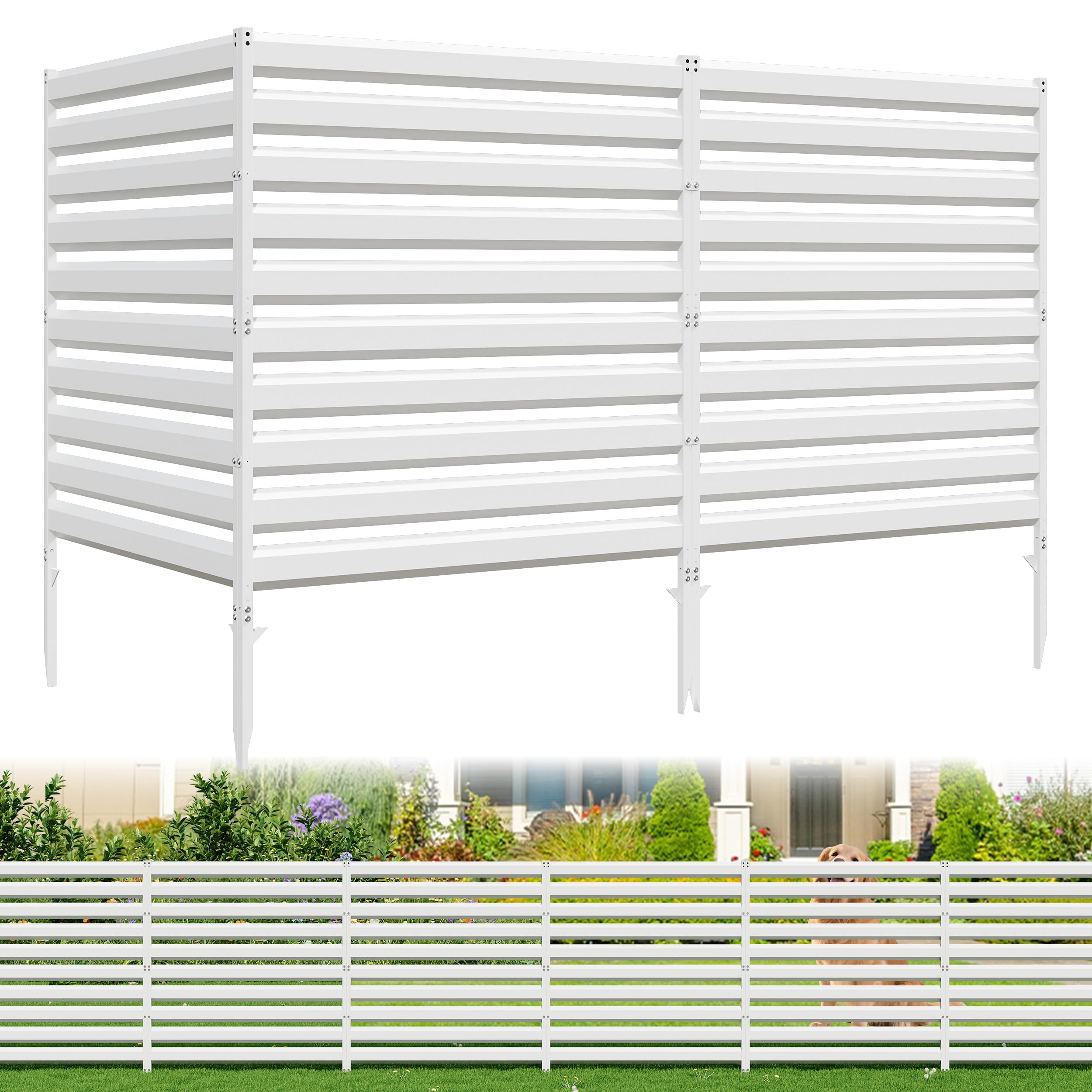 Metal Air Conditioner Fence, 42''H x 38''W (3Panels) Metal Outdoor Privacy Screens
