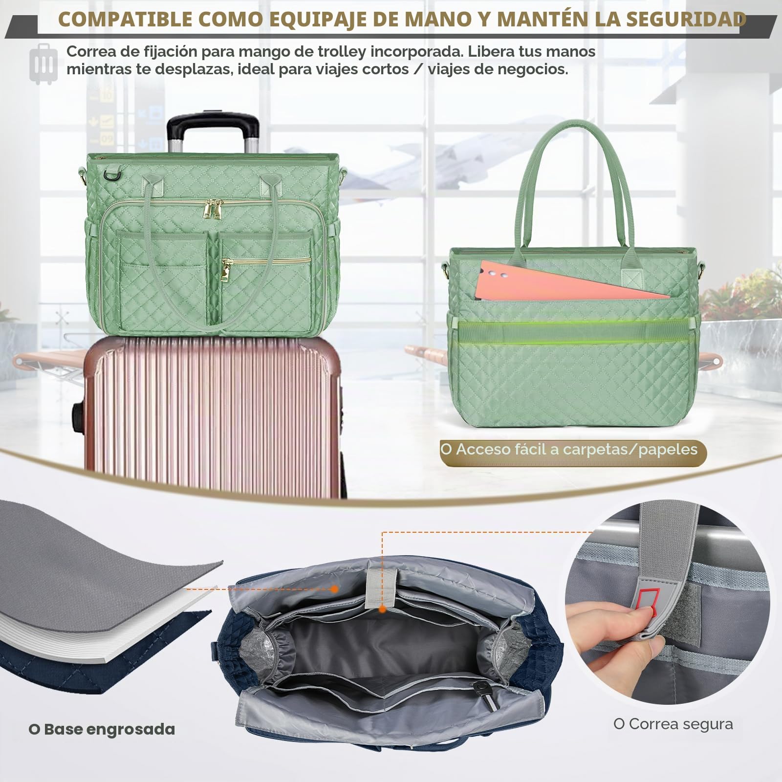RAINSMORE Maletin Portátil Ordenador Mujer Bolso de Profesora Bolsa de Trabajo con Bolsillo Aislante para Universidad Enfermera Profesora Shopper Oficina