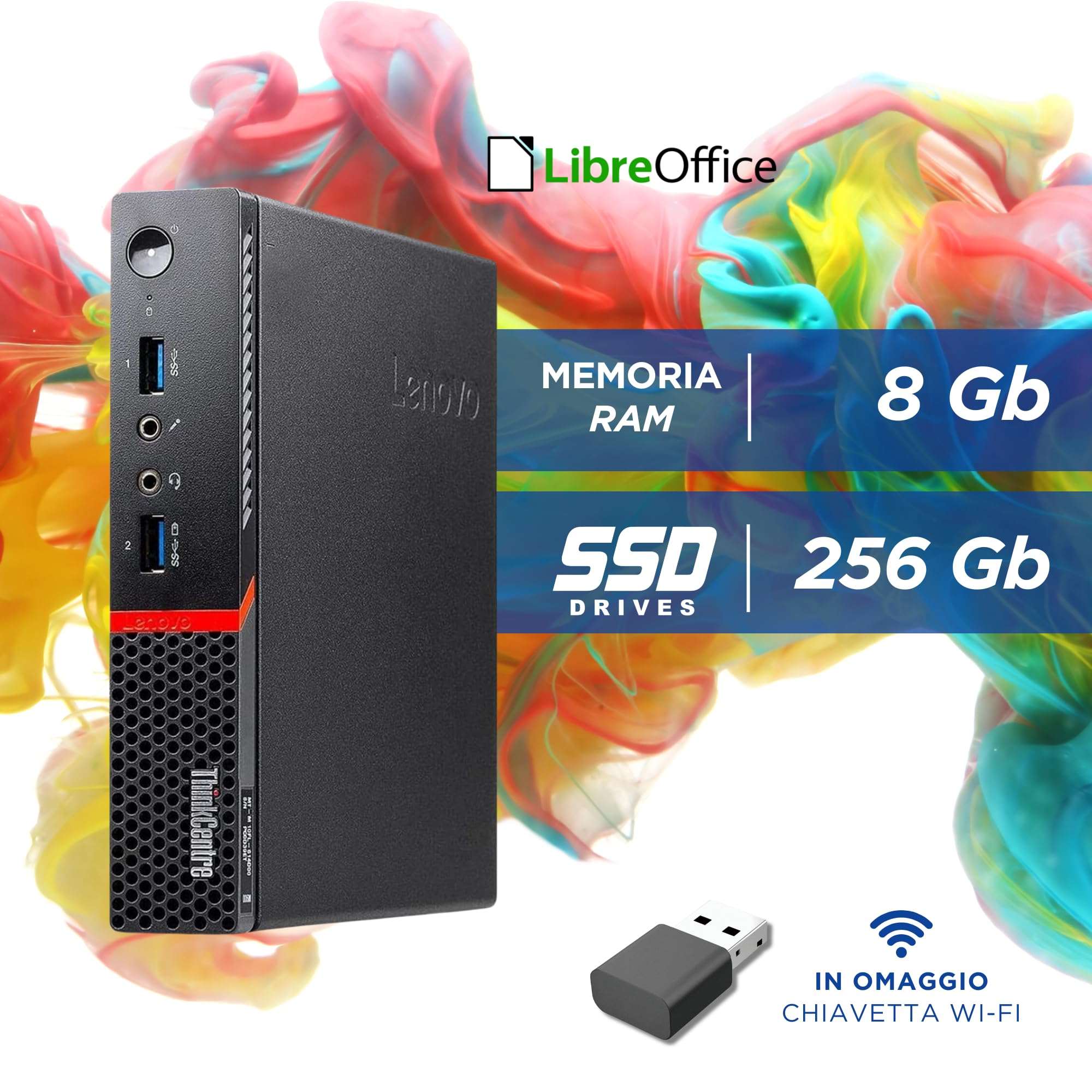 Lenovo ThinkCentre M900 - PC Mini Processore Intel i7-6700T 4 Core 2.8Ghz - Ram 8Gb SSD 256Gb - Computer Tiny Pronto all'uso con Win 11 (Ricondizionato)