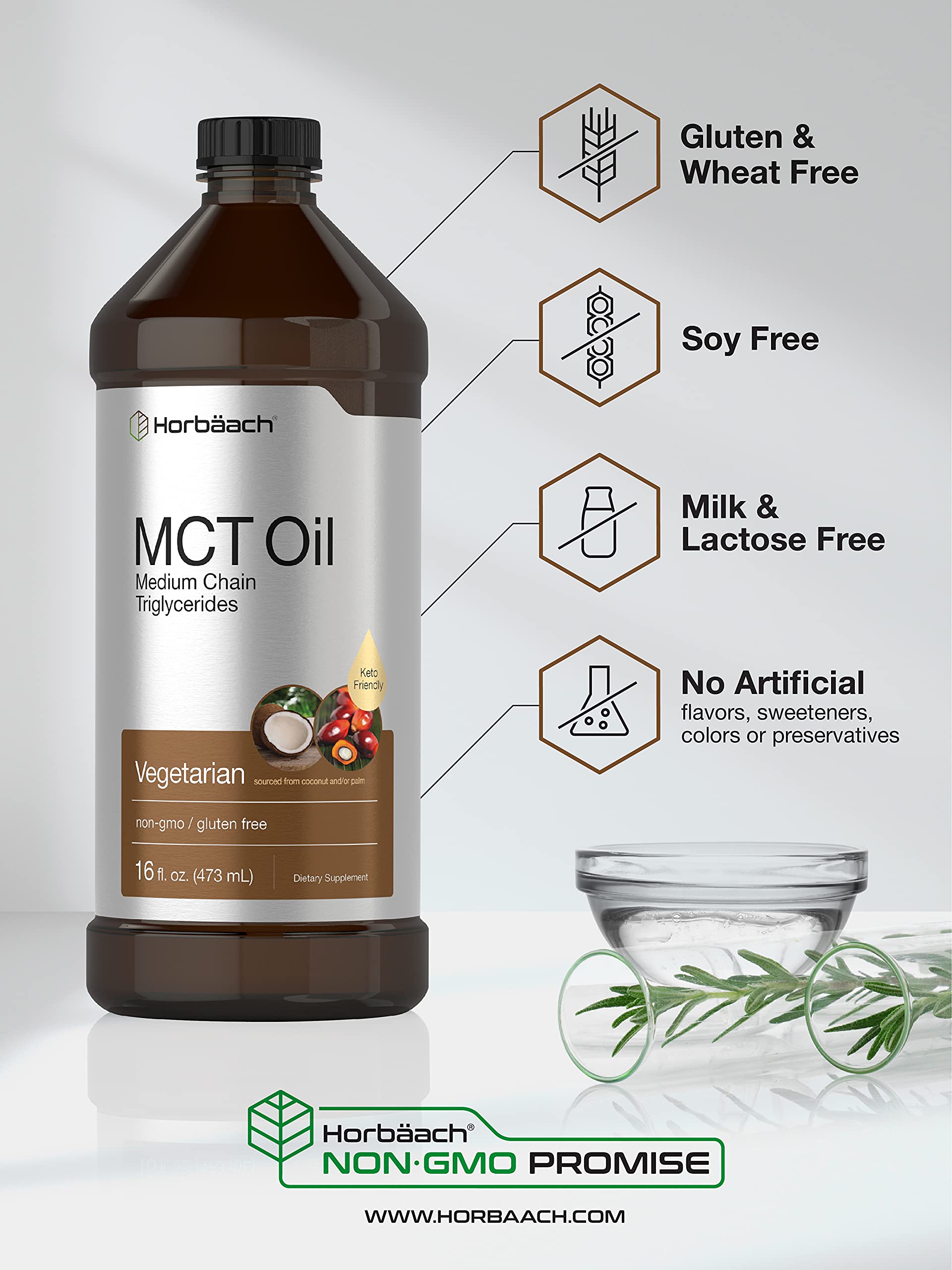 MCT Oil Keto Friendly 16 oz Vegetarian, NonGMO, and Gluten Free