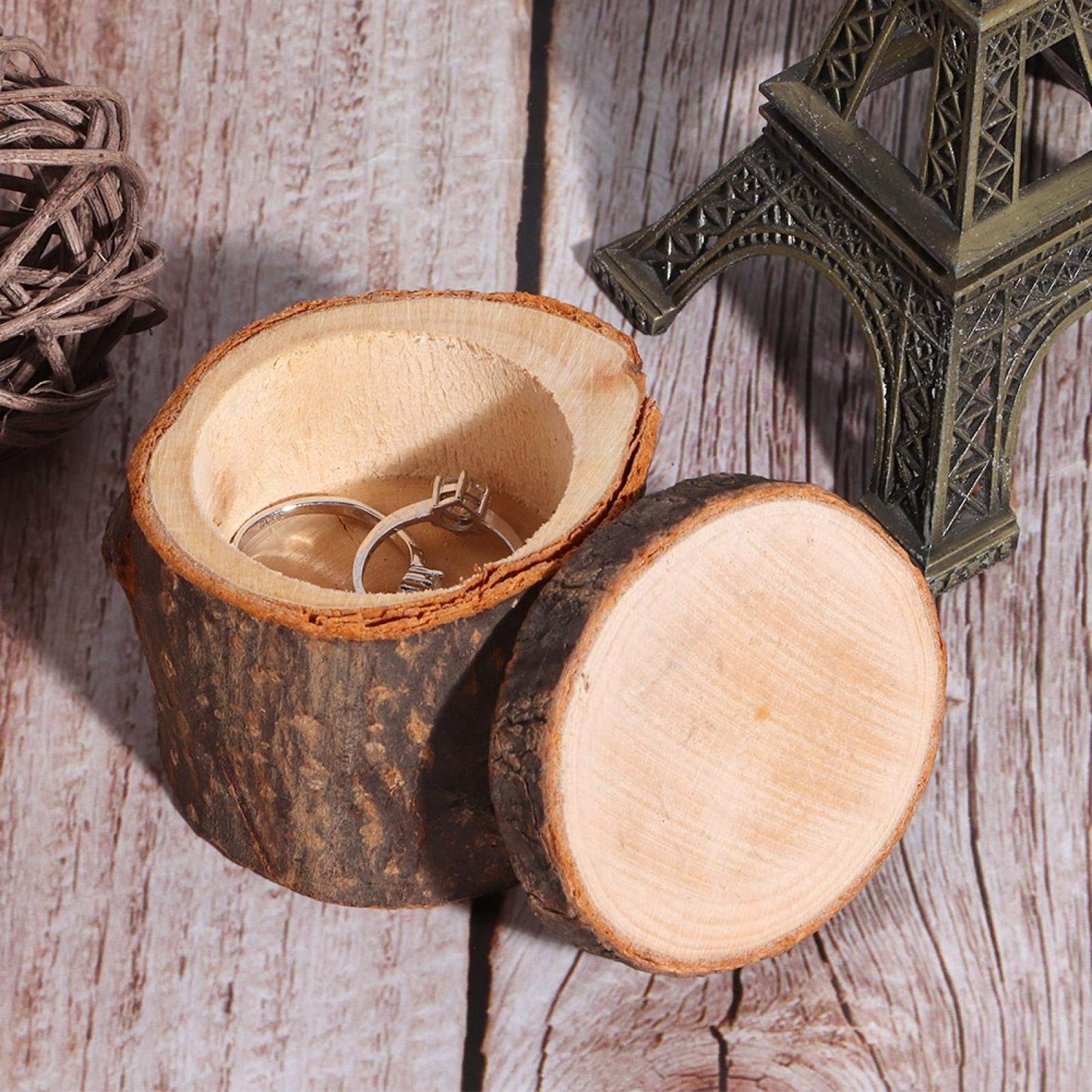 Hapivida 3 Teilige Holz Ehering Box, Rund Ring Schachtel Mit Deckel, Ringschatulle Display Halter Für Ehe, Vorschlag, Verlobung, Geburtstag, Hochzeit