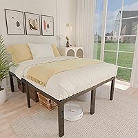 Vista 9 de ALDRICH Marco de cama de metal de tamaño matrimonial de 18 pulgadas, plataforma de listones de acero básico negro, marcos de cama resistentes sin