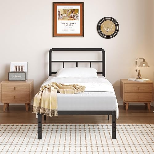 Miniatura 7 de Maenizi Base de cama matrimonial con cabecero, marco de cama de tamaño matrimonial de 14 pulgadas, no necesita somier, soporte de hasta 3000 libras,