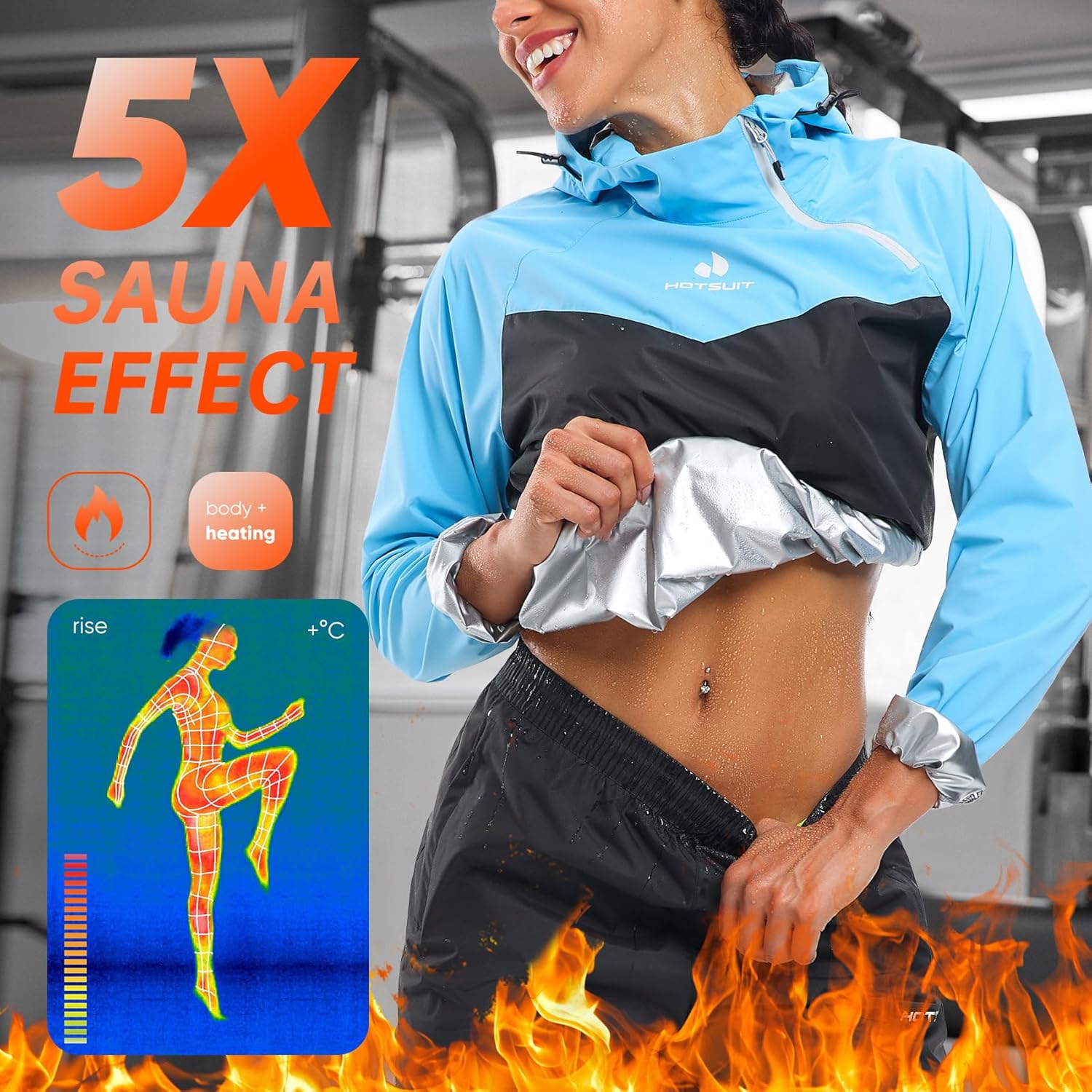 HOTSUIT Sauna Suit for Women Anti Rip Sweat Suit for Weight Loss Odorless Sauna Jacket Pant for Workout Gym - Image 2