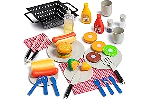Play Picnic Set for Kids: Backyard Barbecue Play Grill Toy Set for Toddlers
