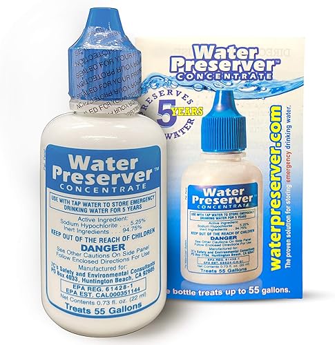 Concentrado preservador de agua de 55 galones (5 años) Gotas de tratamiento de agua - Tratamiento de agua para agua potable - Mayday Emergencia Agua