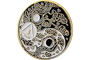 3 Month Serenity Prayer Ying Yang Blossom Edition Sobriety Coin Chip Token