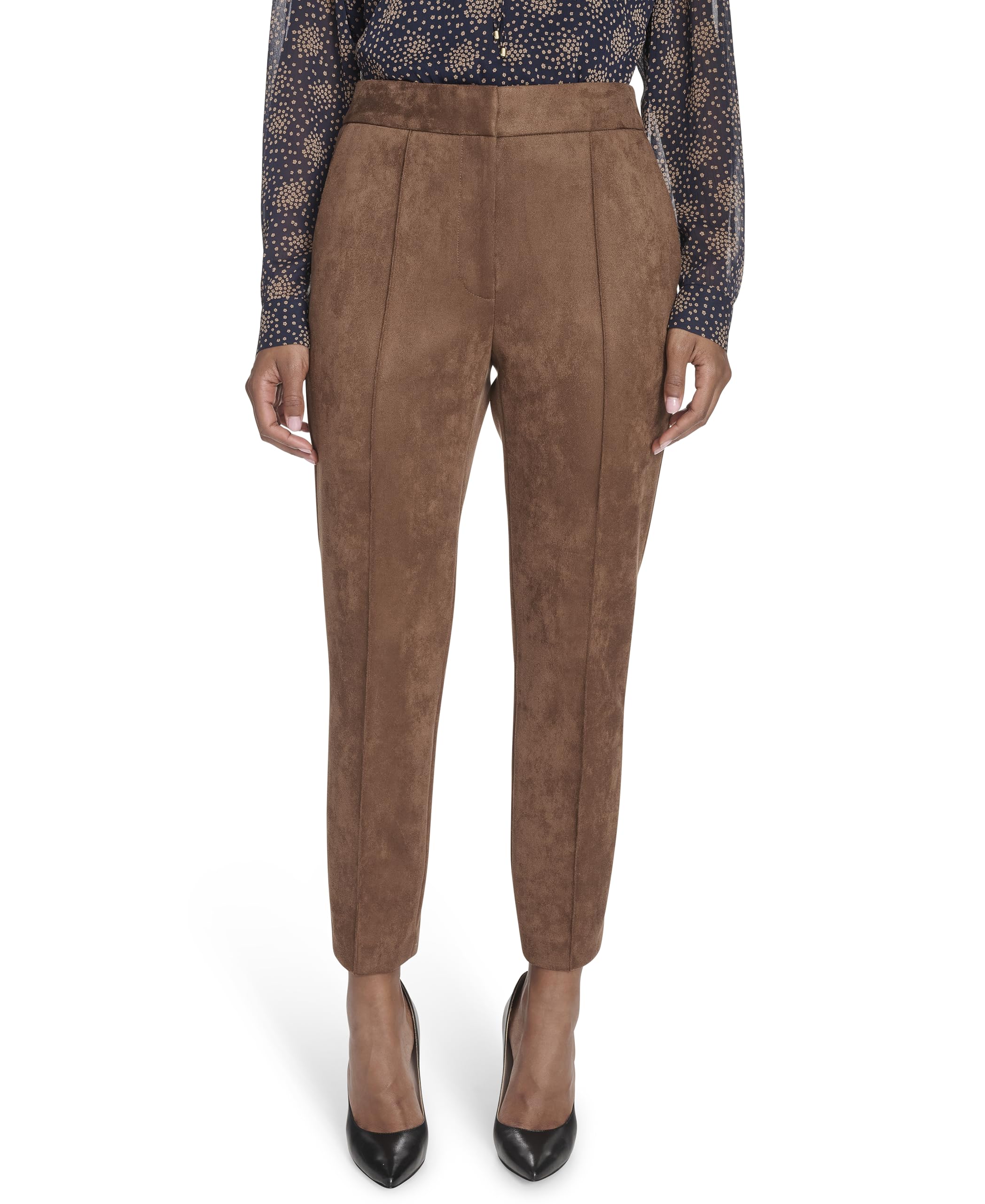 Tommy Hilfiger Womens Faux Suede Vegan Suede Trouser Suiting Pant