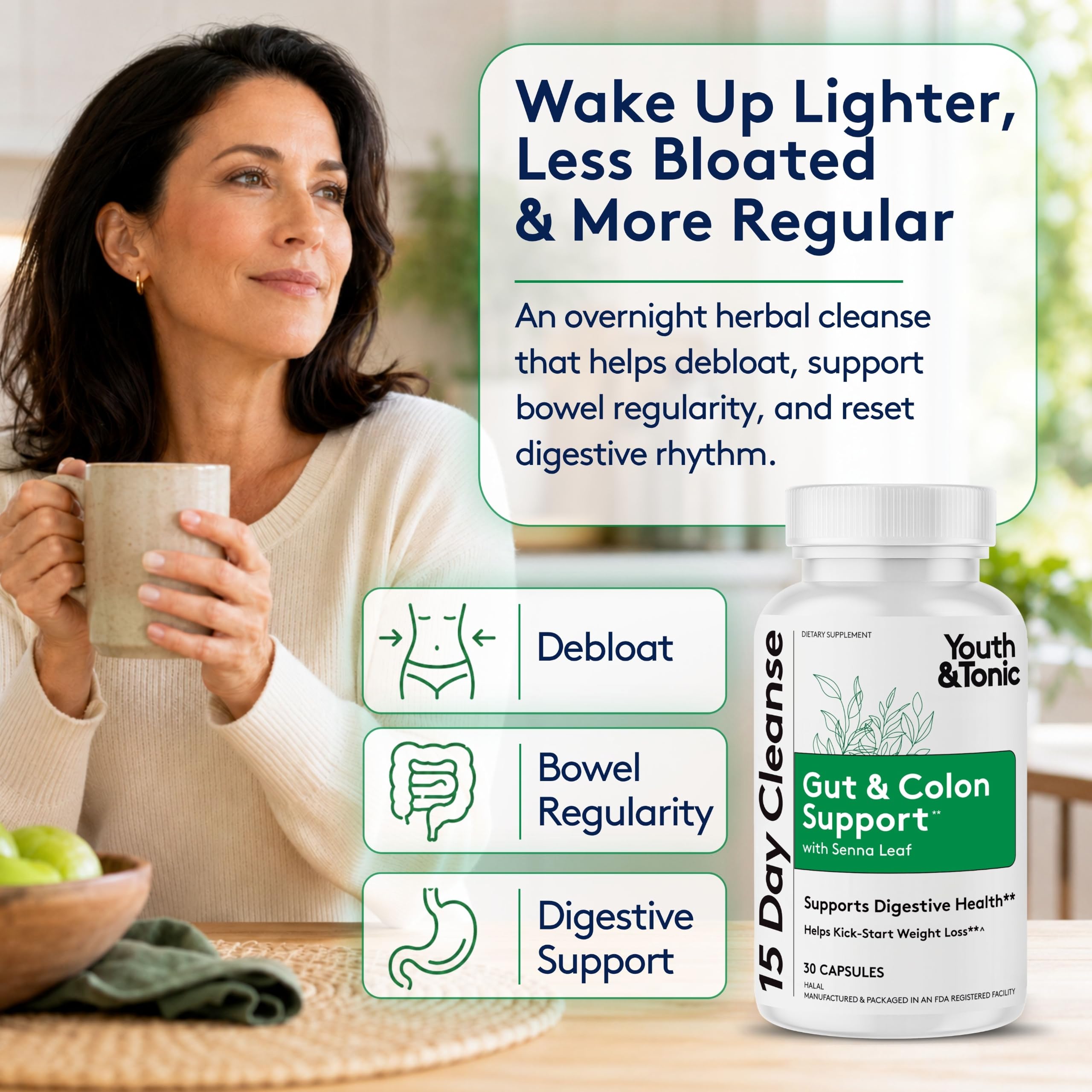 Youth & Tonic 15 Day Cleanse - Colon Cleanse & Gut Support, 30 Pills — Amazon image 3
