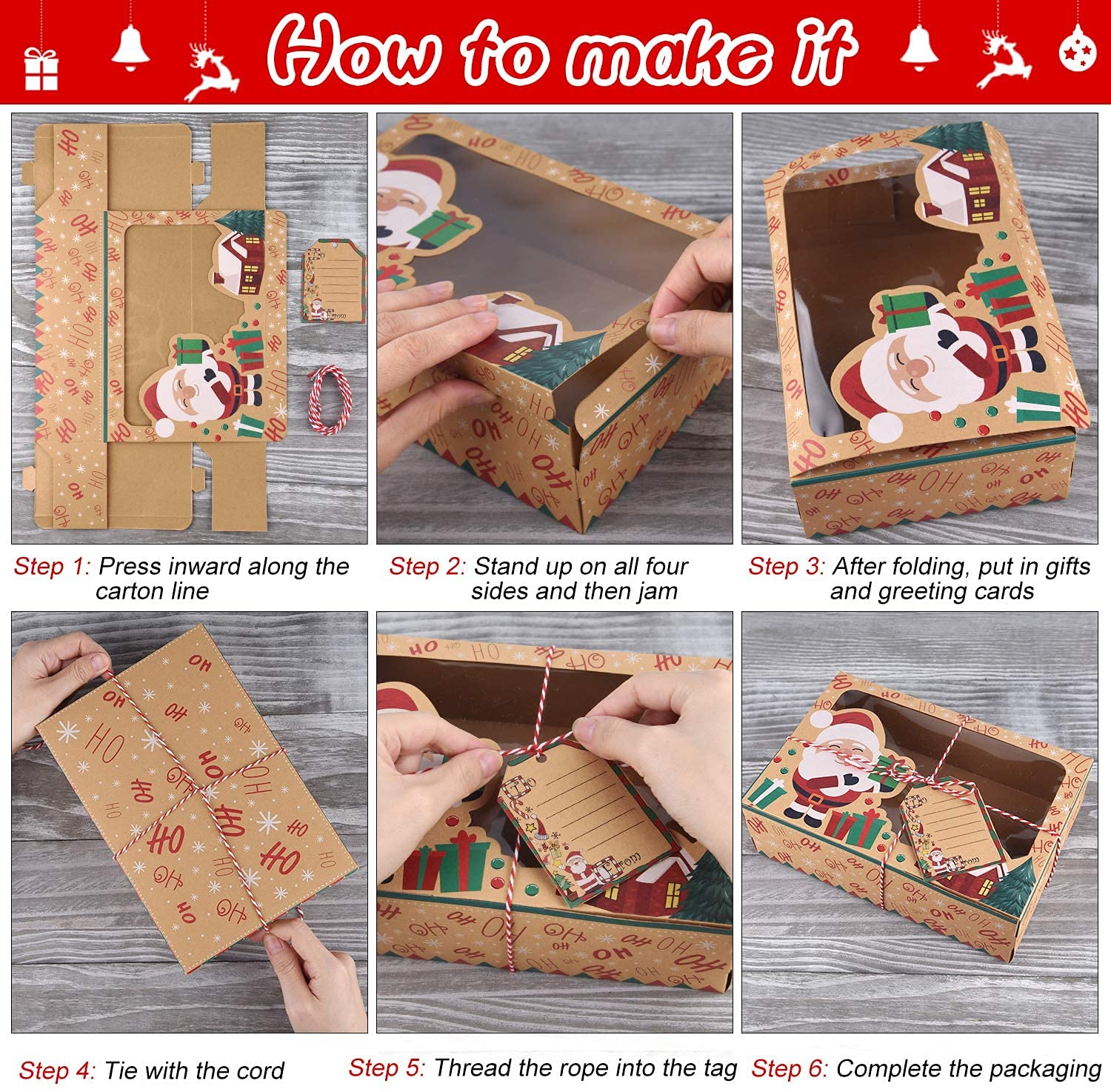 24pcs Boites Cadeau Noël Décoratives Papier Noël Cadeau De Bricolage Boîtes De Gâteaux Boîtes De Friandises Décoratives Boîtes De