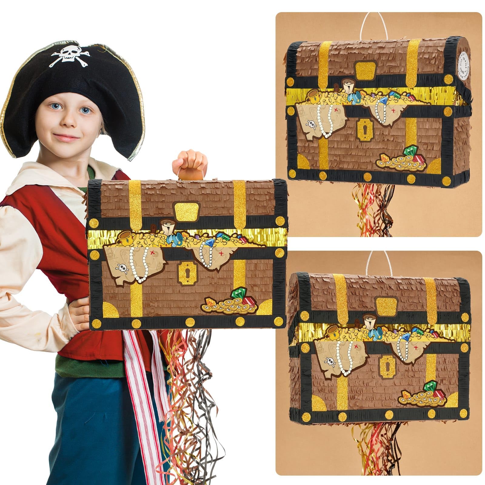Lot De 12 Boîtes Cadeaux Pirate Pour Anniversaire Enfants – Thème Chasse Au Trésor – 2 Motifs Crânes & Épées