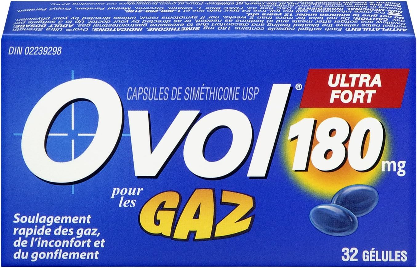 OVOL 32 Gels ULTRA STRENGTH for Relief of GAS and BLOATING (Great for Travel)