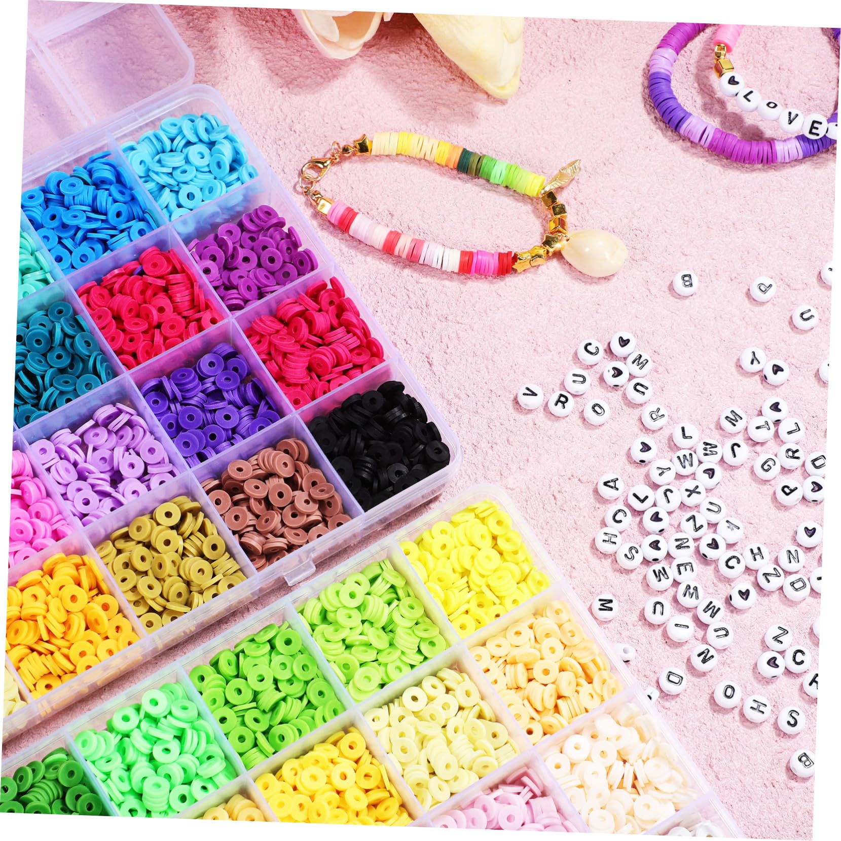 Hemobllo Kit Di Perline Di Argilla Ciondoli e Accessori Per Creazione Di Gioielli Fili e Fermagli Inclusi Per Braccialetti e Collane Fai Da Te