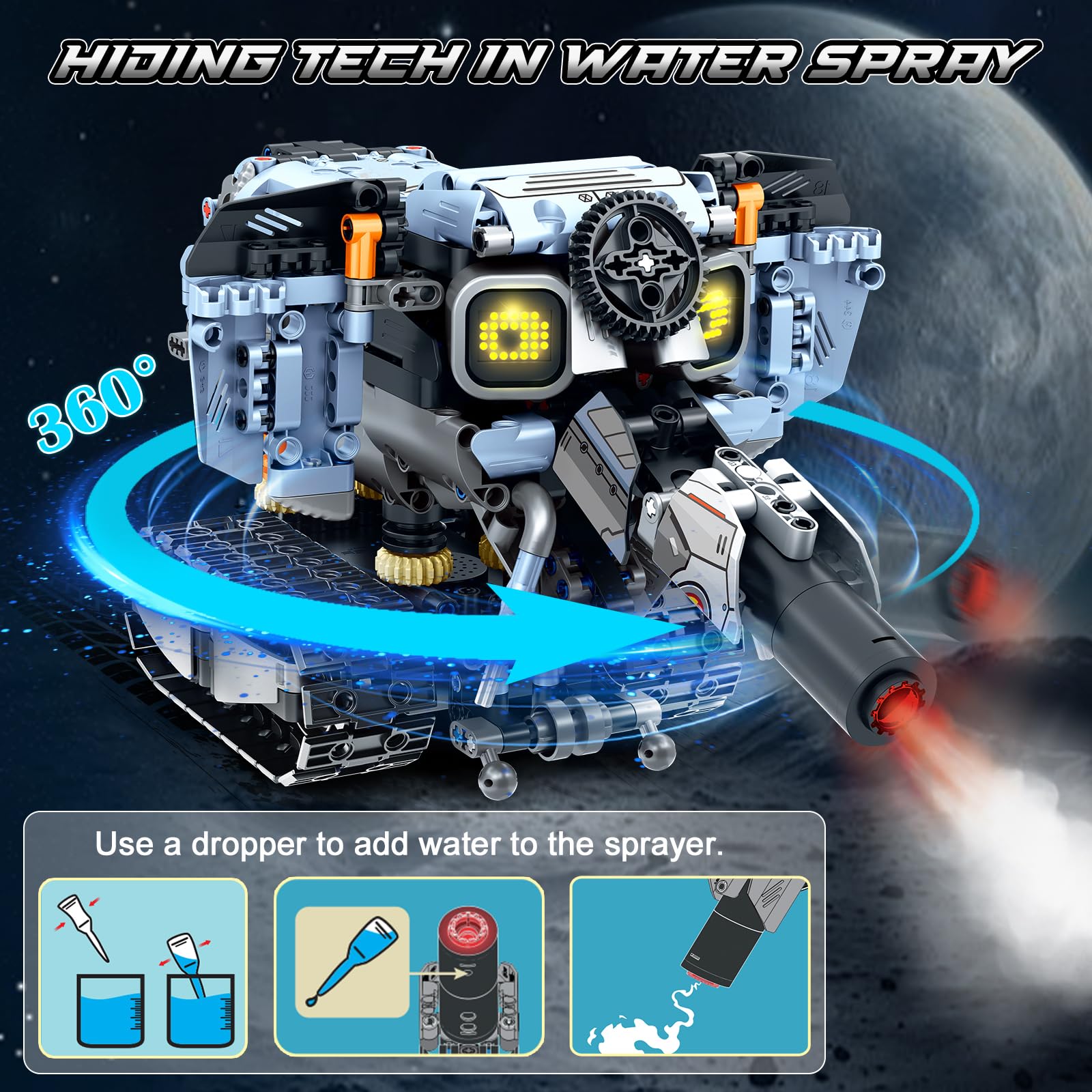 HiWEEGO Technik Roboter Bausatz für Kinder mit LED Augen, 5-in-1 App Fernbedienung Roboticset Baustein RC Bulldozer/Panzer/Engineering Spielzeug Geschenk für Jungen Mädchen Teens 8+ Jahre (699 Stück)