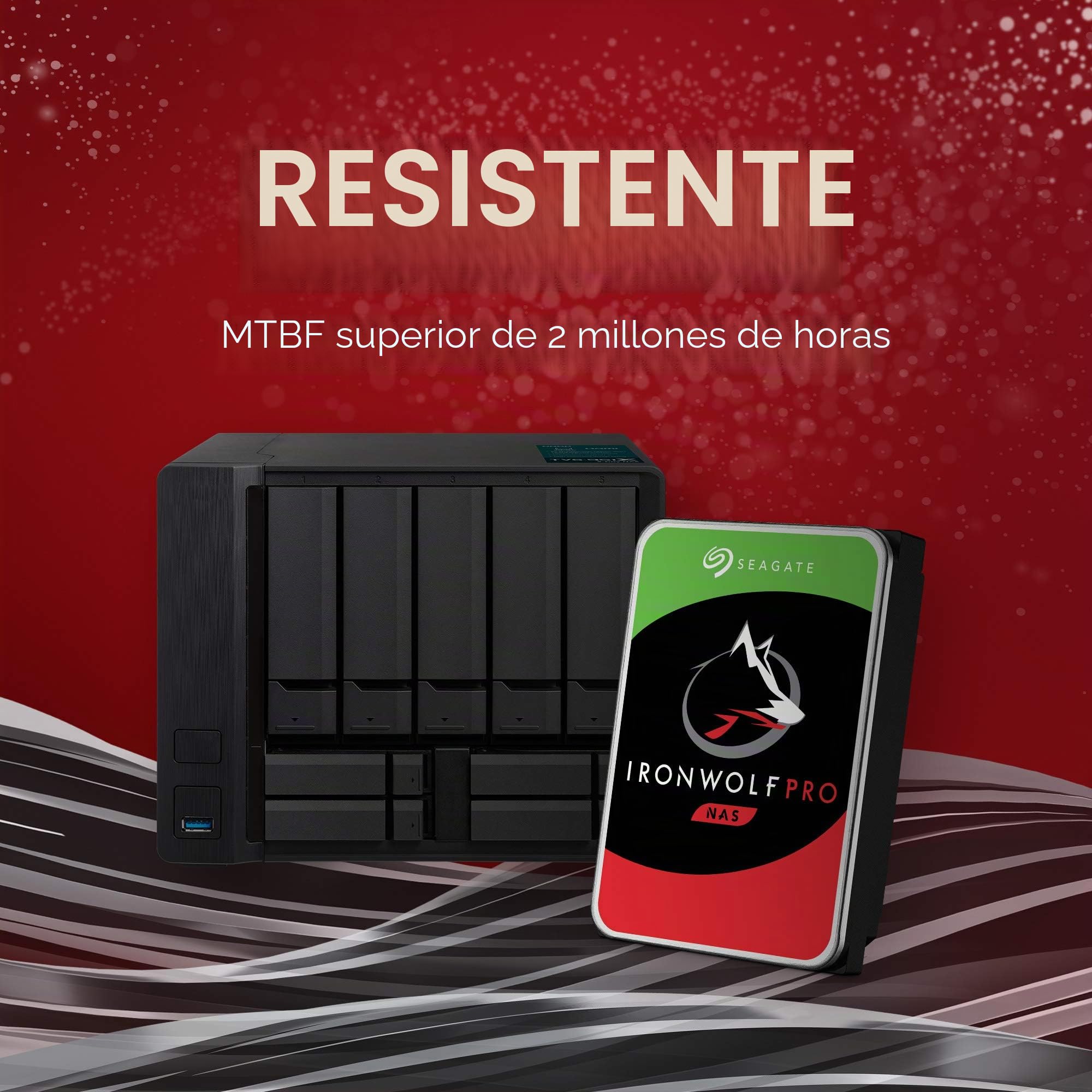 Seagate IronWolf Pro, 12TB, NAS, Disco duro interno, HDD, CMR 3,5" SATA 6 Gb/s, 7200 r.p.m., caché de 256 MB para almacenamiento RAID, servicio de recuperación de datos Rescue(ST12000NE0007)