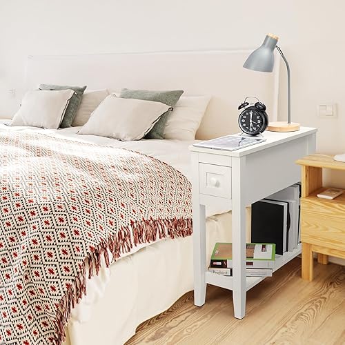 Miniatura 34 de Mesa auxiliar estrecha para espacios pequeños, color blanco, juego de 1, 24 pulgadas de largo x 8.5 pulgadas de ancho x 24 pulgadas de alto