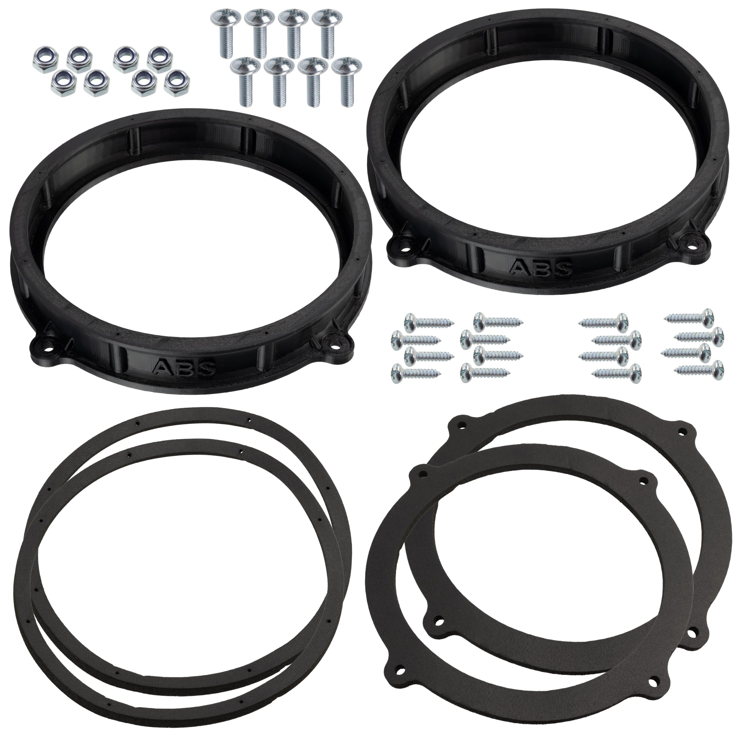 AERZETIX - Kit de 2 adaptateurs de haut-parleurs Ø200 mm | compatibles avec Audi A3 8V/8Y Pre-Facelift, A6 4G, Q5 8R2 Facelift, R8 4S, Lamborghini Huracán (portières avant), Seat Leon 5F avant/arrière