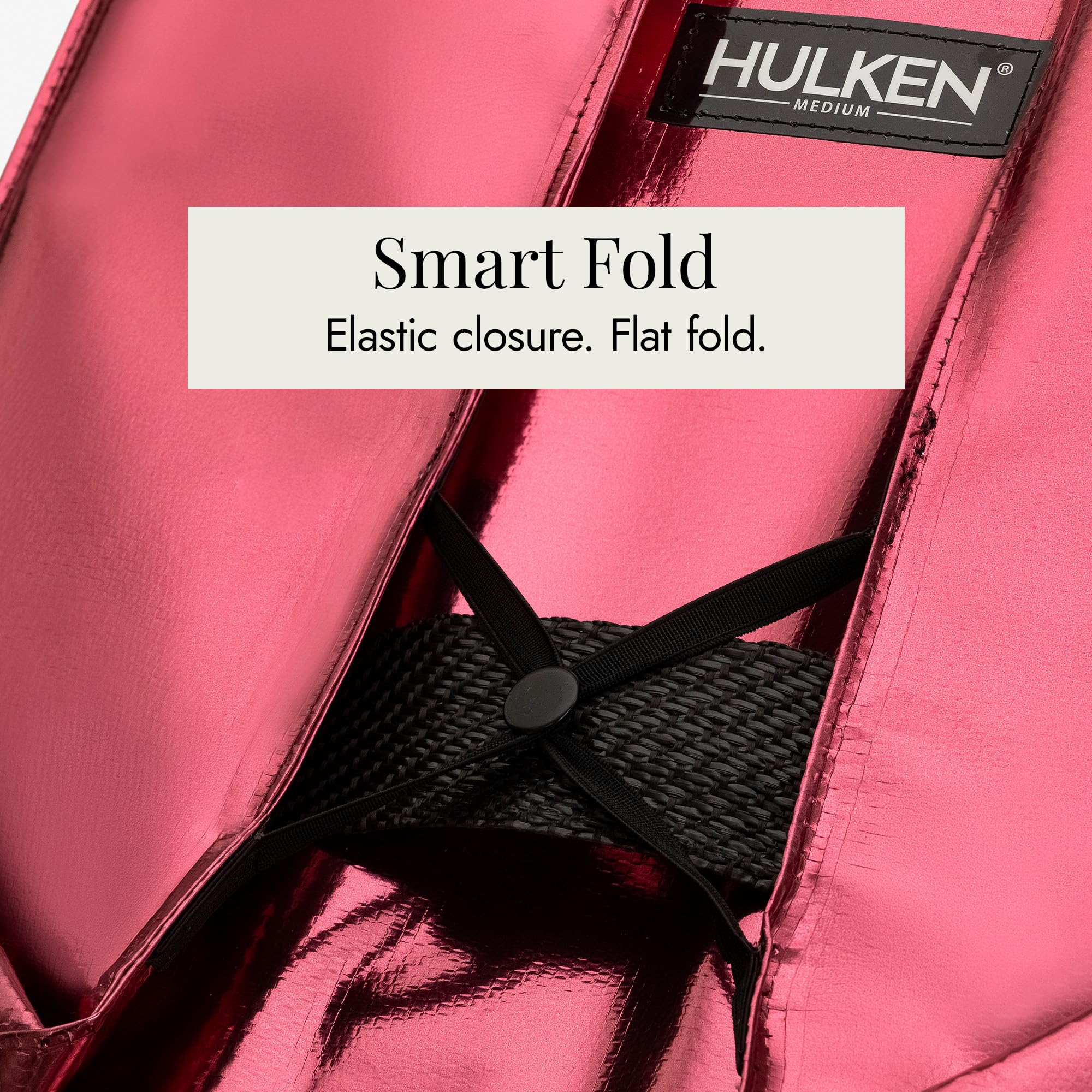 HULKEN - Bolsa de comestibles reutilizable con ruedas, color rojo cósmico, soporta 66 libras | Plegable inteligente, cierre elástico, se adapta a 3 bolsas de comestibles, asas irrompibles, ligero. La bolsa con ruedas OG
