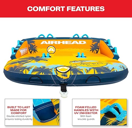 Miniatura 37 de Airhead Tubo inflable remolcable Mable, modelos de 1-4 jinetes, puntos de remolque duales, cubierta completa de nailon, almohadillas de espuma EVA