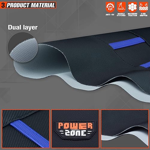 Miniatura 4 de Universal Funda de Asiento para Moto de Cross - Fundas de Asiento de Goma Suave Acanalada para Motocross Enduro Azul