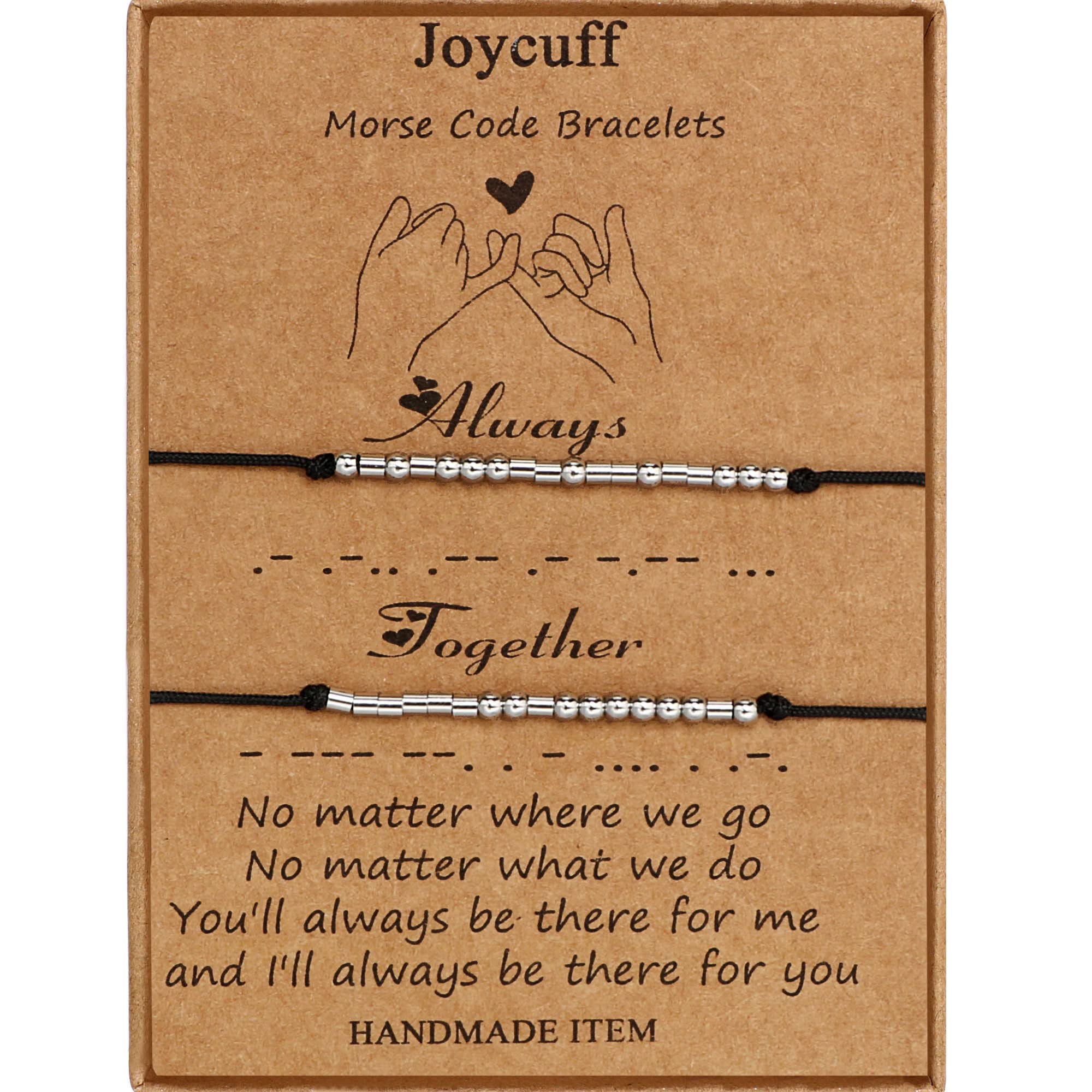 JoycuFFMatching Morse Code Bracelets for Couple Women Men Pinky Promise Long Distance Relationship Jewelry Valentines Day Gift for Bf and Gf Friendship Strand 2 Pcs Bracelets for Him and Her Christmas