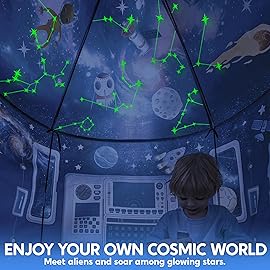 JOYIN Rocket Ship Play Tent for Kids - Glow-in-The-Dark Space Tent with Starry, Astronaut Spaceship Foldable Playhouse for Boys & Girls, Indoor Outdoor Kids Pop-up Play House, Toddler Birthday Toy