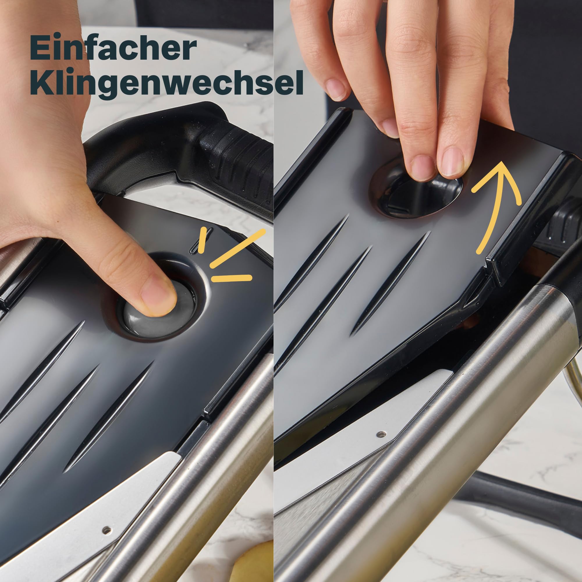 SILBERTHAL Gemüsehobel Mandoline - V-Hobel mit Einsätzen - Scharfe Klinge - Platzsparend verstauen