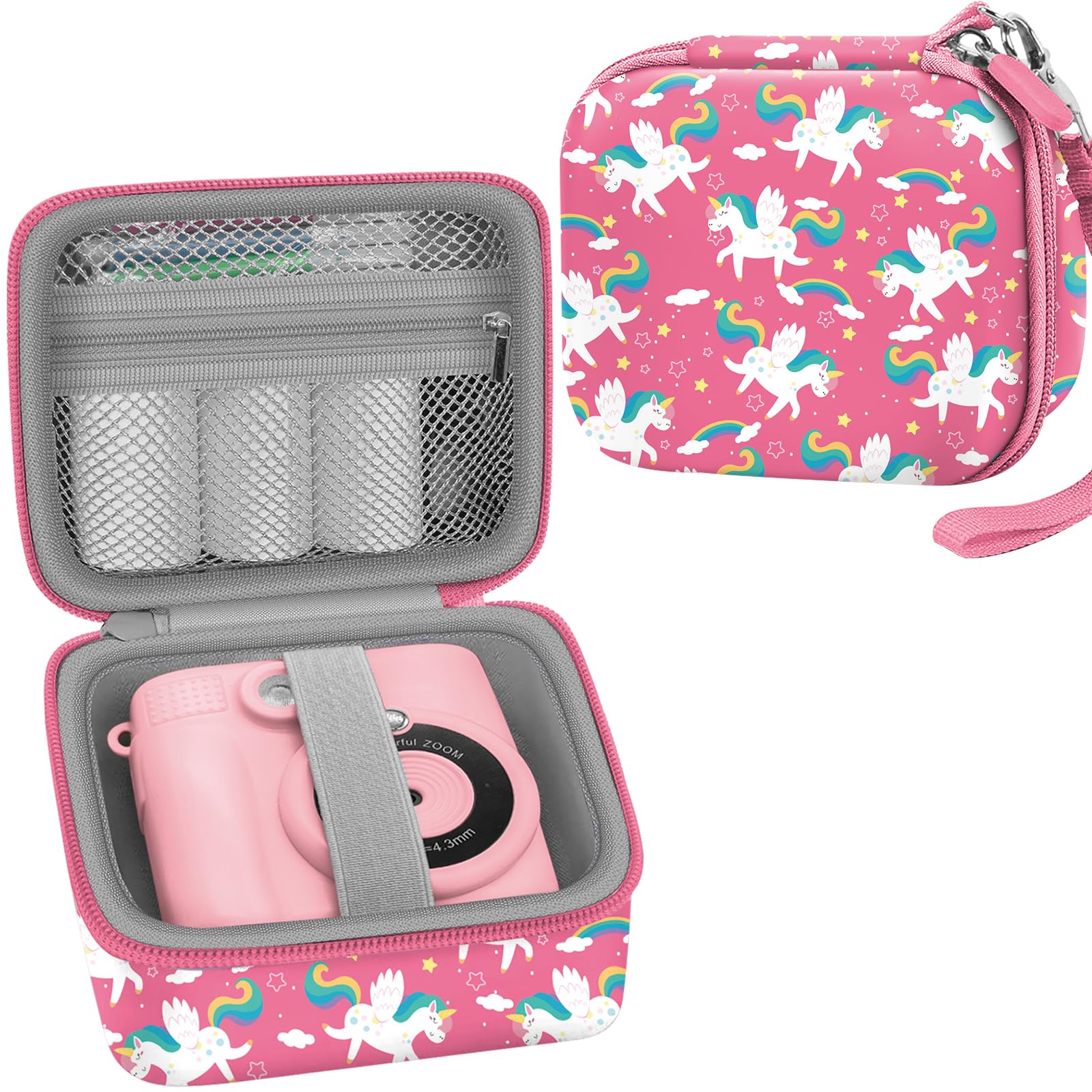 Leayjeen Camera Case Compatible with ESOXFOR/MINIBEAR/HiMont/Anchio/GKTZ Kids Instant Printing Camera, Film Camera for Printing Paper, and More Kids Digital Camera-Pink (Case Only)