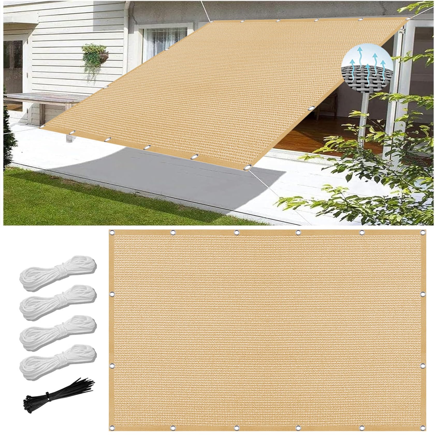 Filet D'ombrage 180x240 Cm - Protection Solaire 95% UV, Imperméable - Pour Terrasse, Jardin, Piscine (gris Clair)