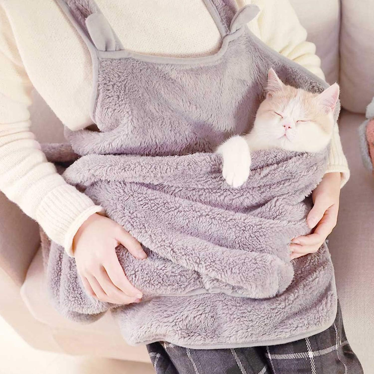 Small Dog Cat Sling Carrier Bag Hands-Free Shoulder Carry Pet Travel Bag Puppy Cat Carrier Comfort Pouch Soft Breathable Cotton Adjustable Pet Apron Indoors